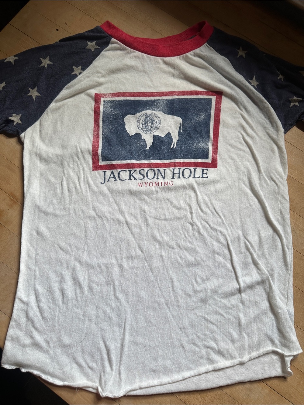 Alternative Jackson Hole Wyoming Raglan Tee - White, Navy, Red